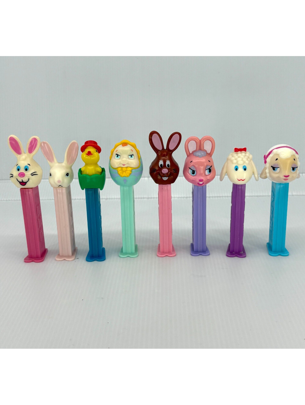 PEZ Easter Candy Dispenser Lot Of 8 Bunny Rabbit Chick Lamb Egg Collection Toy